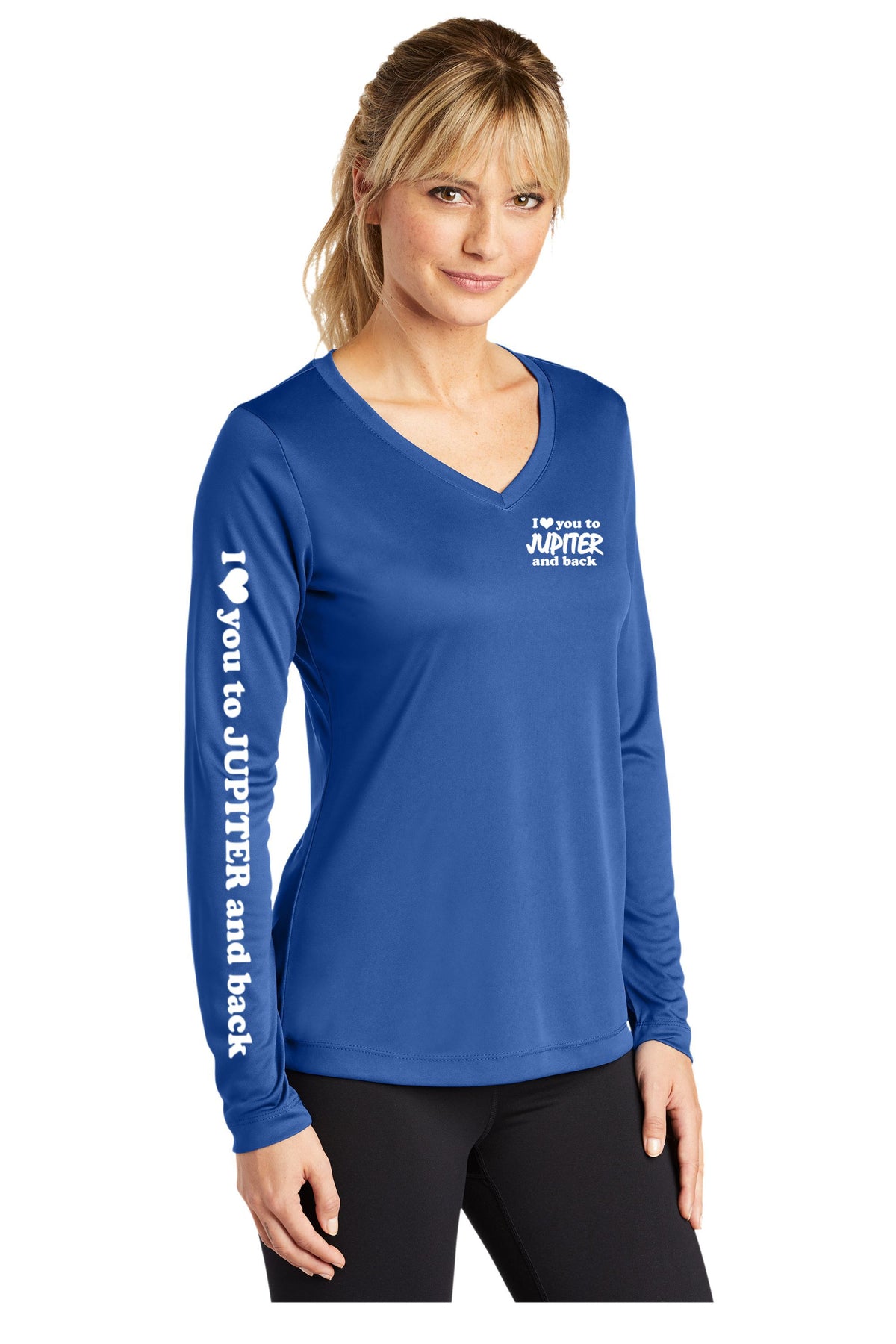 Navy Blue Long Sleeve V-Neck Moisture Wick Shirt